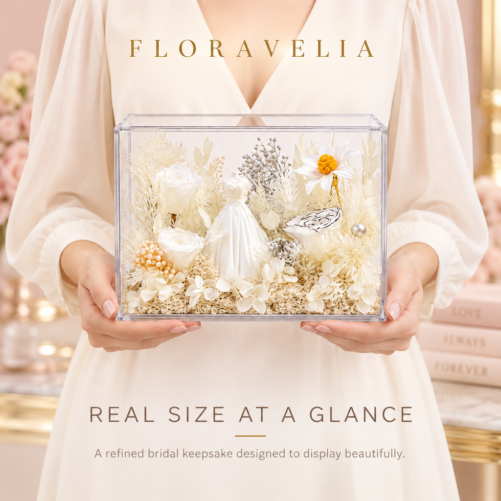 FLORAVELIA Ivory Vow handheld scale view
