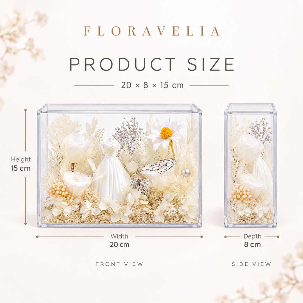 FLORAVELIA Ivory Vow product dimensions 20 x 8 x 15 cm