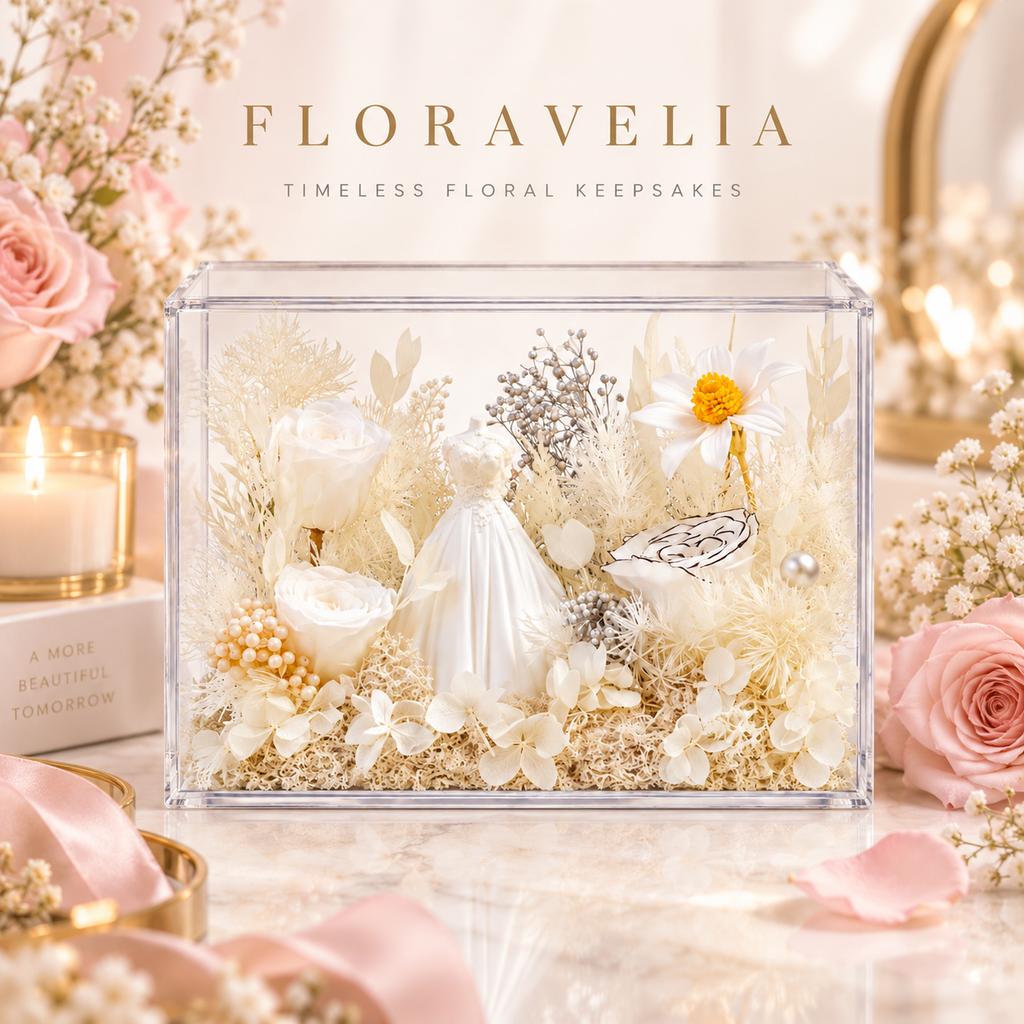 FLORAVELIA Ivory Vow timeless floral keepsake brand image