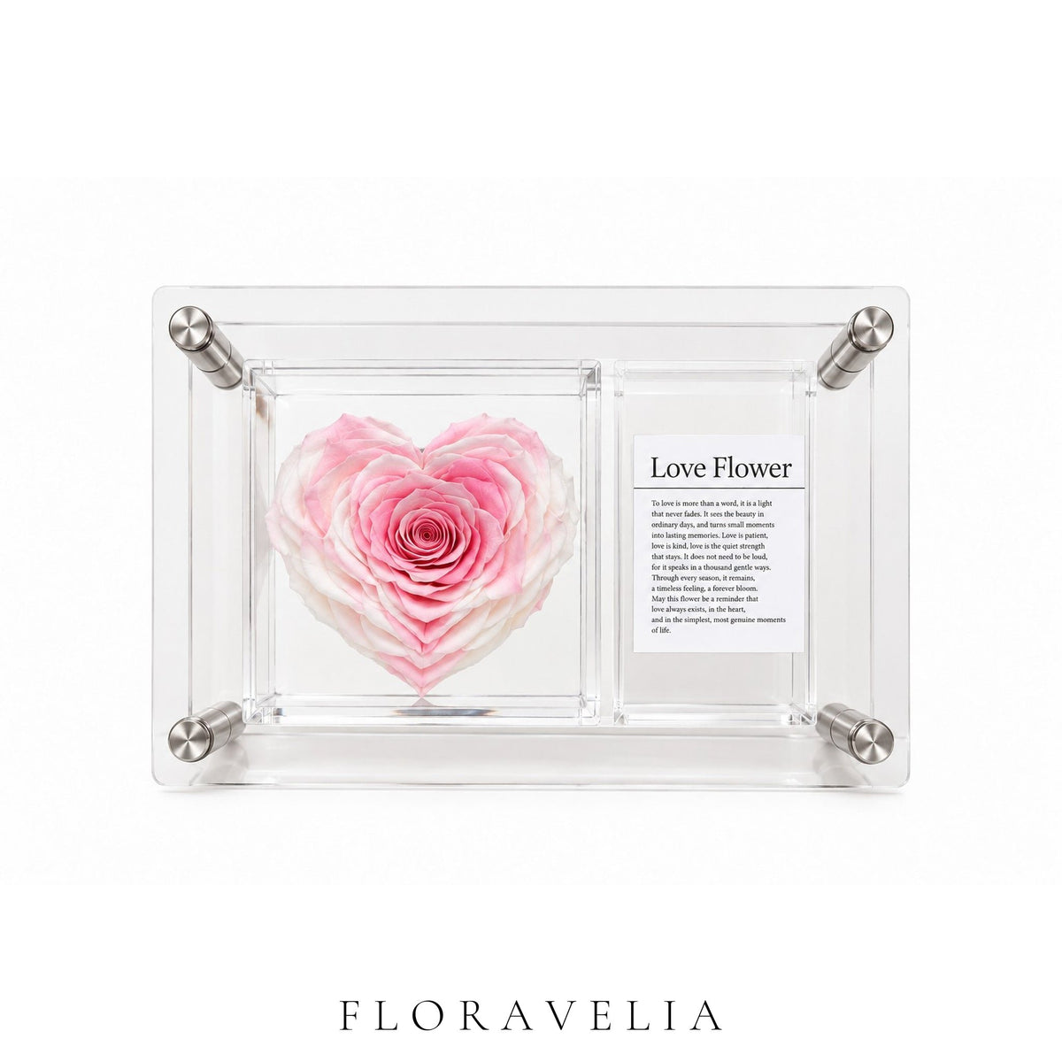 FLORAVELIA Heart Keepsake Rose Frame — Classic Pink — product image