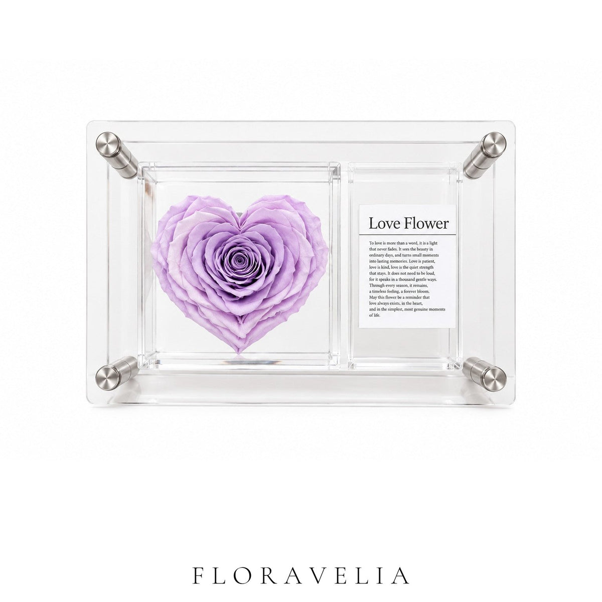 FLORAVELIA Lavender heart rose frame on a white background