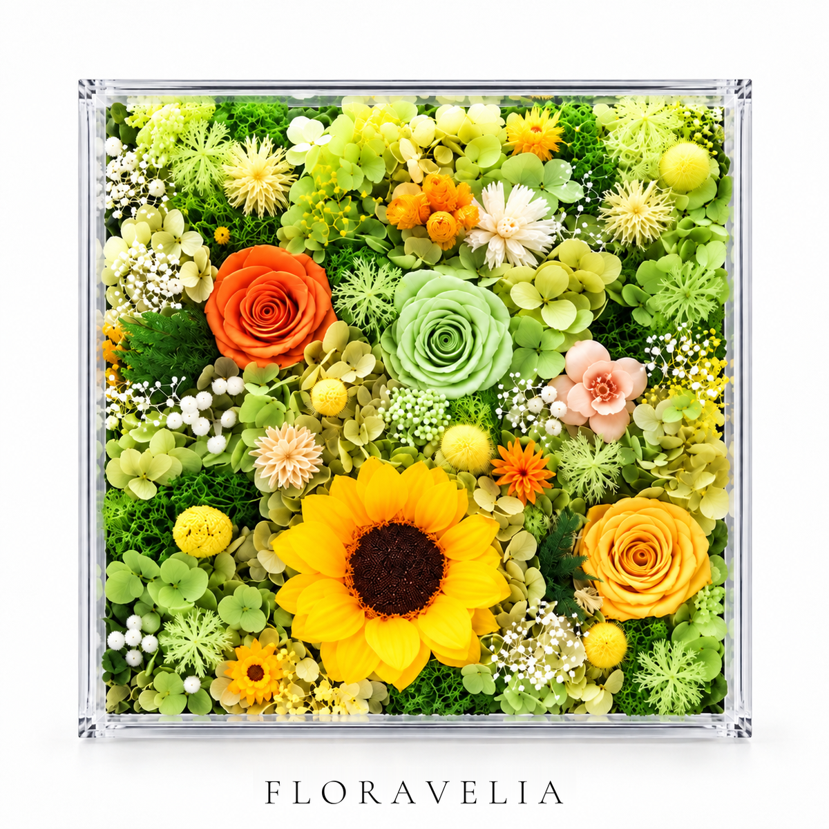 FLORAVELIA Garden Floral Display Box — Sunflower Green — brand hero