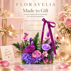 FLORAVELIA Product 03 SKU 01 purple floral acrylic handbag gift - gifting scene