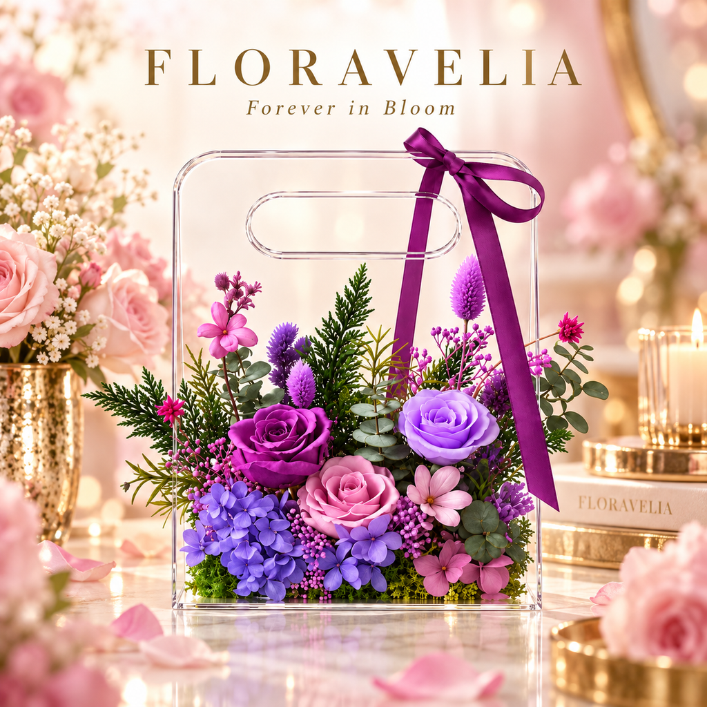 FLORAVELIA Product 03 SKU 01 purple floral acrylic handbag gift - brand closing