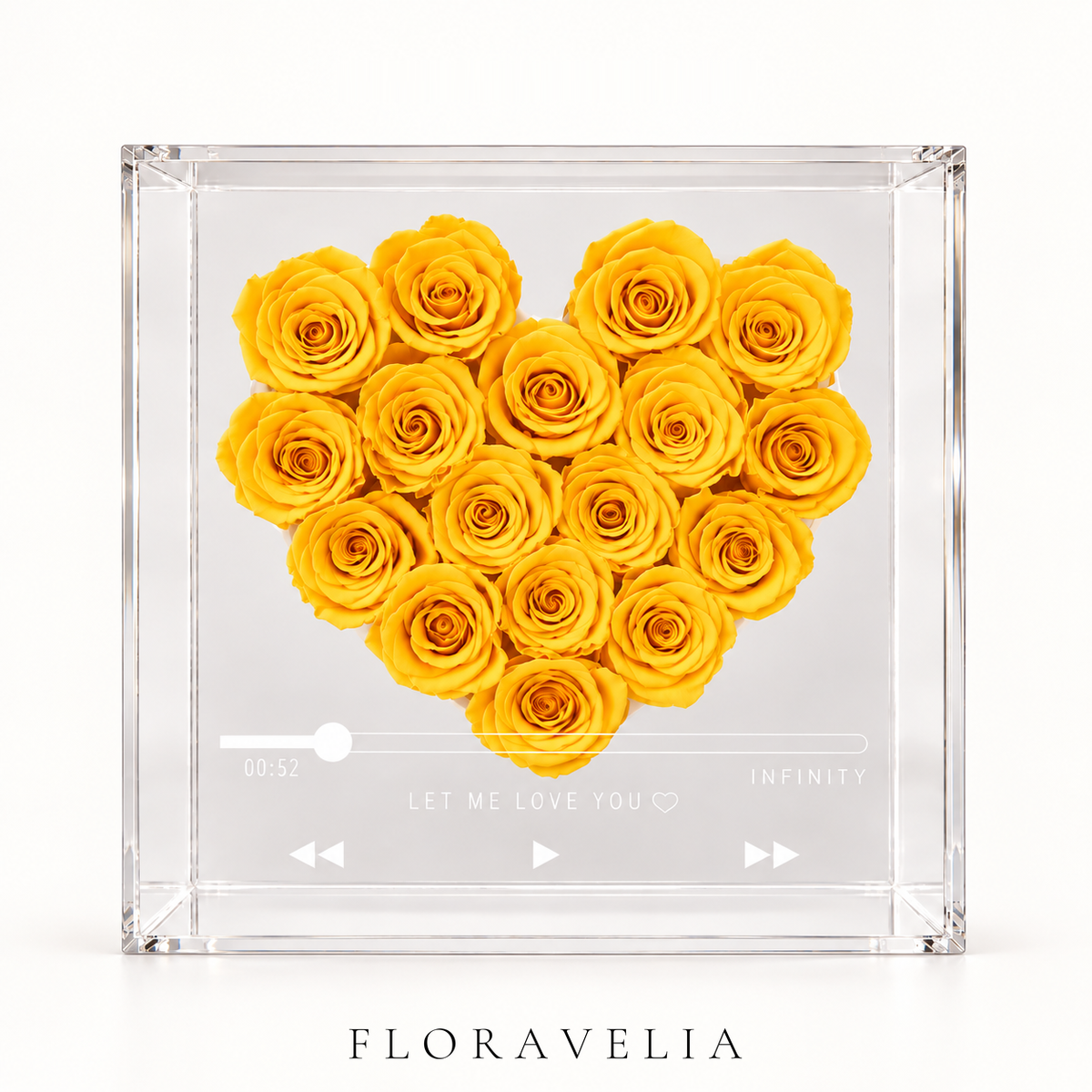 FLORAVELIA Product04 SKU16 yellow preserved rose clear acrylic frame hero