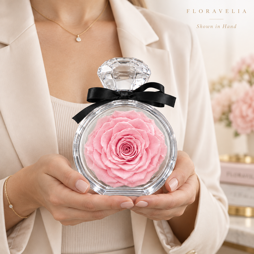 FLORAVELIA Blush Crystal Rose handheld scale