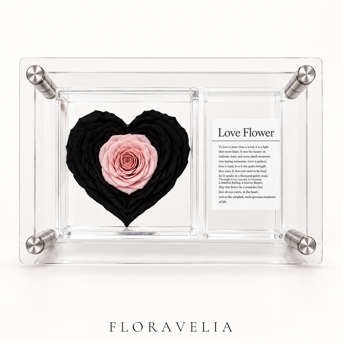 FLORAVELIA Black Blush heart keepsake frame brand hero