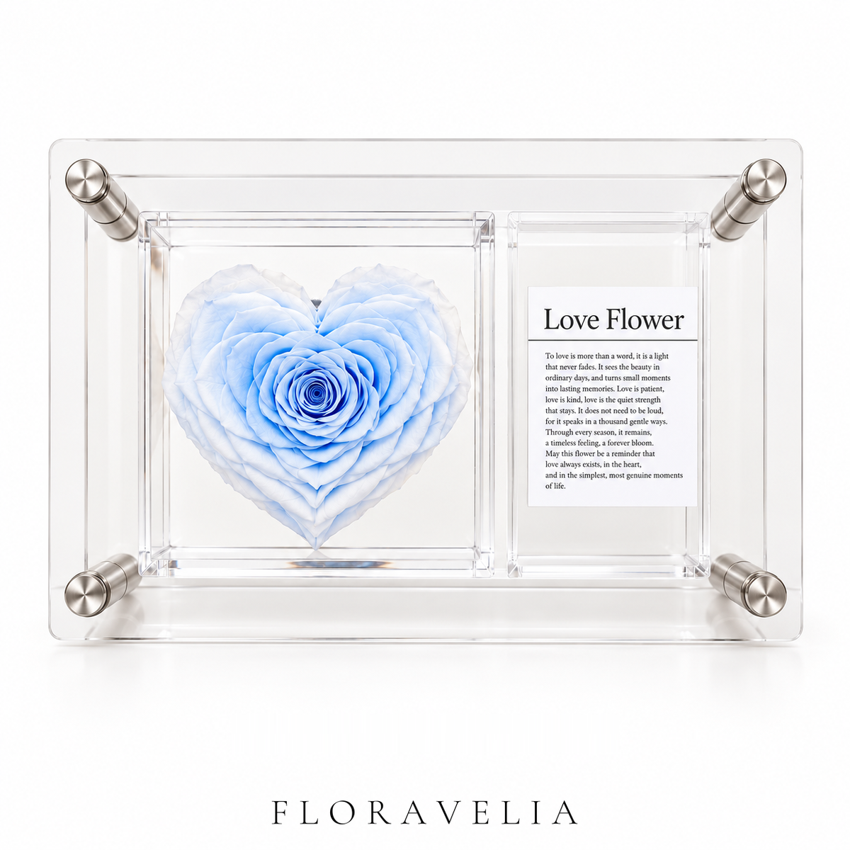 FLORAVELIA Ice Blue heart keepsake frame brand hero