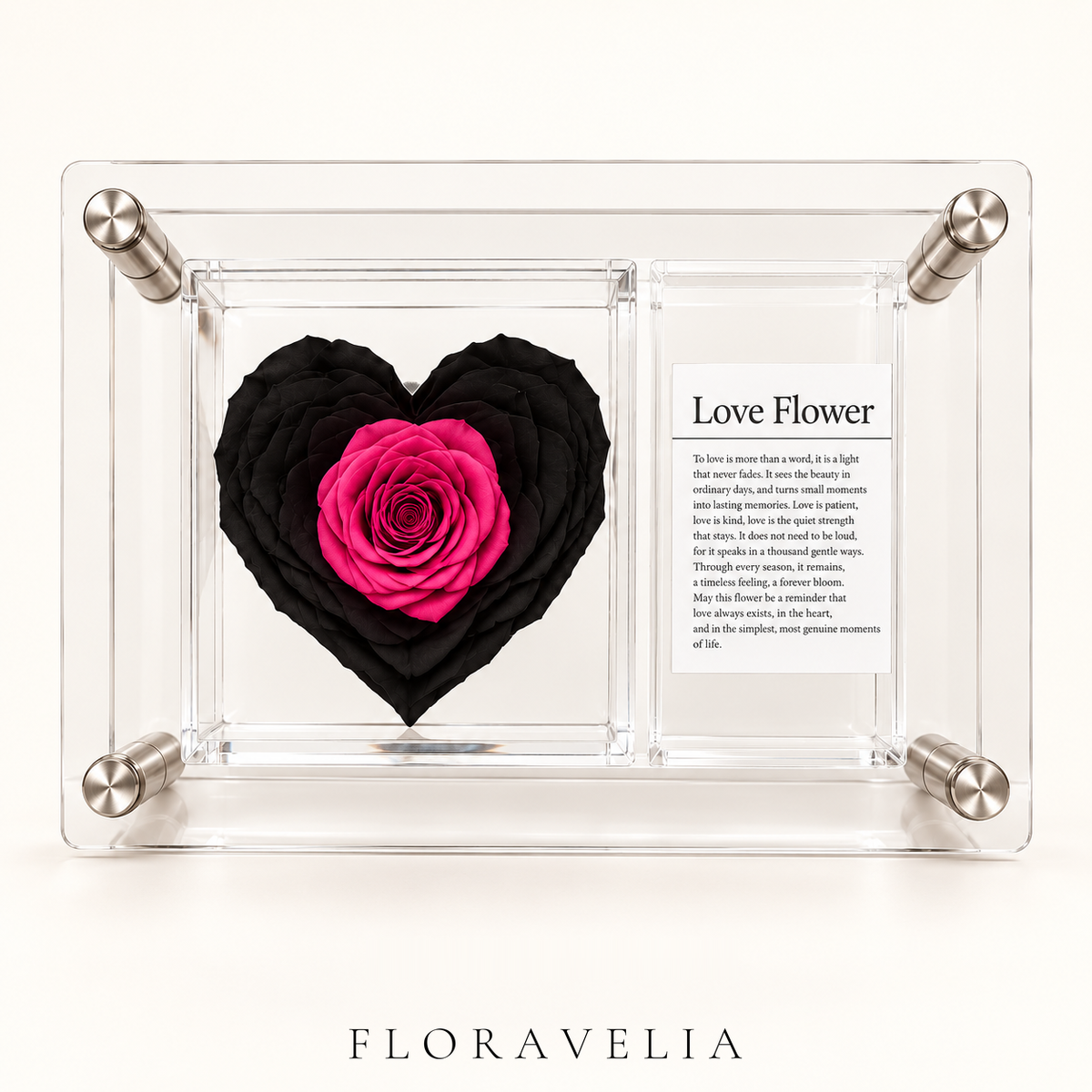 FLORAVELIA Heart Keepsake Rose Frame — Black Fuchsia — brand hero