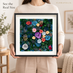 FLORAVELIA Product 09 SKU 01 Midnight Garden botanical frame - handheld scale