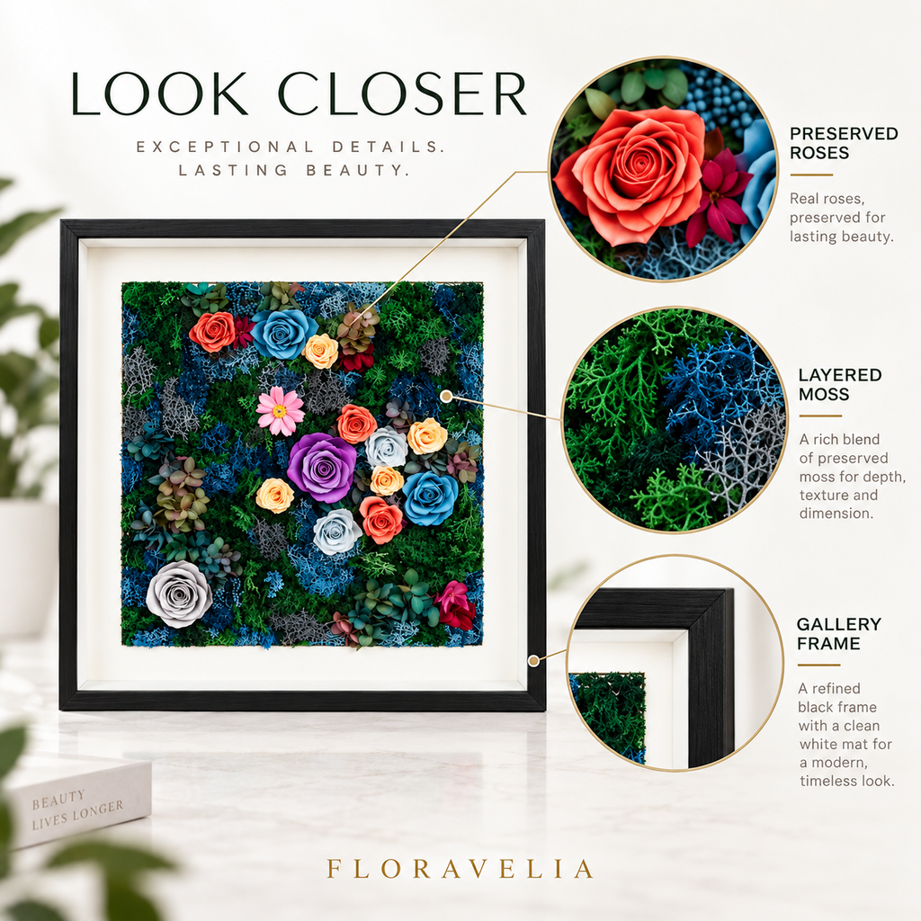 FLORAVELIA Product 09 SKU 01 Midnight Garden botanical frame - crafted details