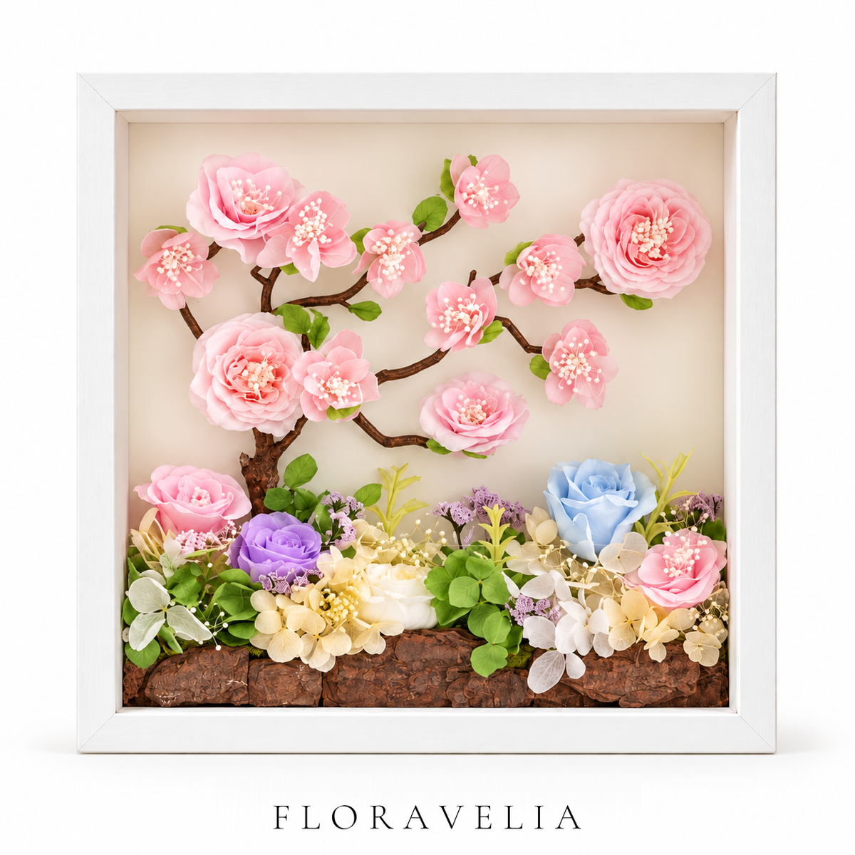 FLORAVELIA Product 09 SKU 06 Pastel Blossom Branch floral shadowbox - brand hero