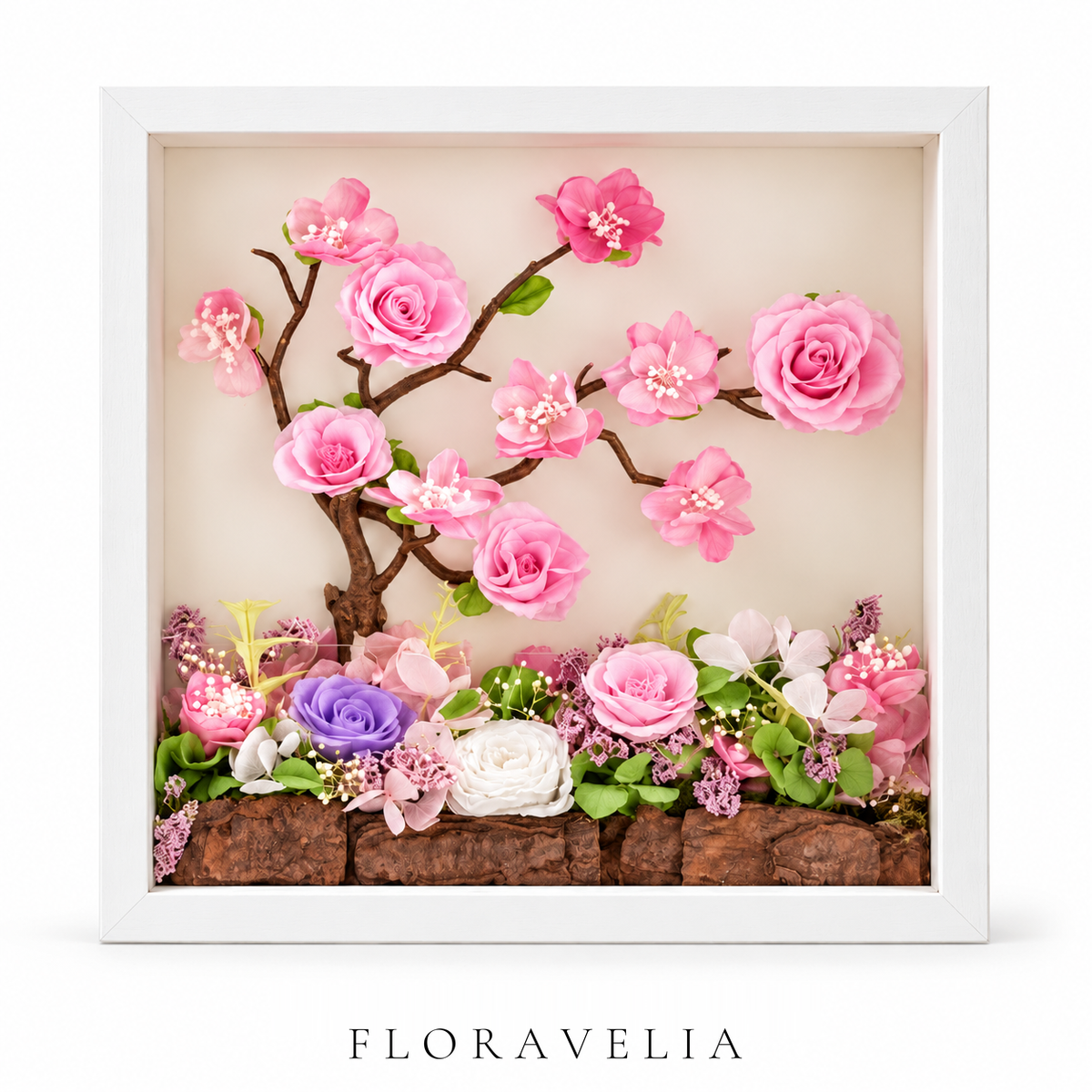 FLORAVELIA Product 09 SKU 07 Pink Blossom Branch floral shadowbox - brand hero
