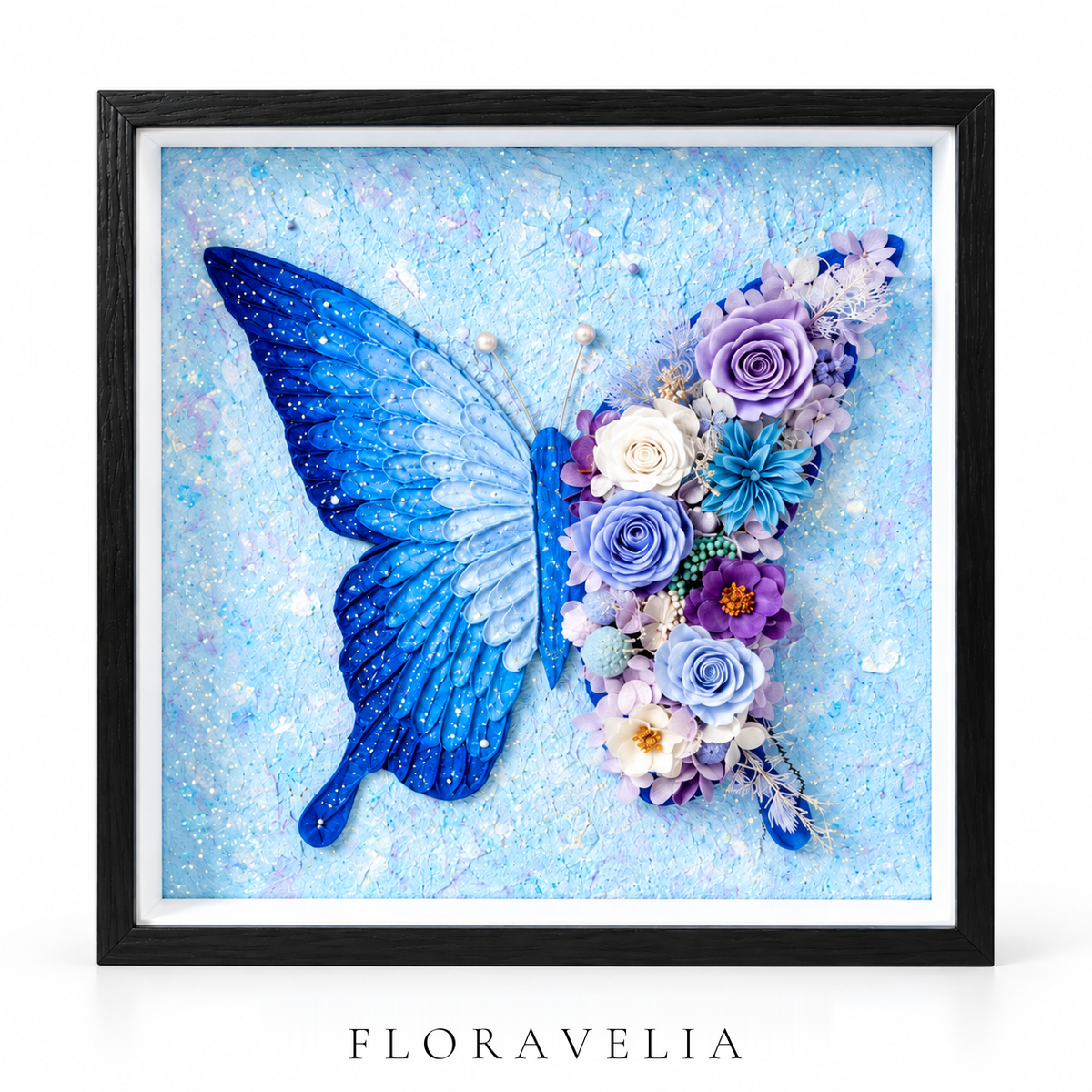 FLORAVELIA Botanical Garden Art Frame — Blue Butterfly — brand hero
