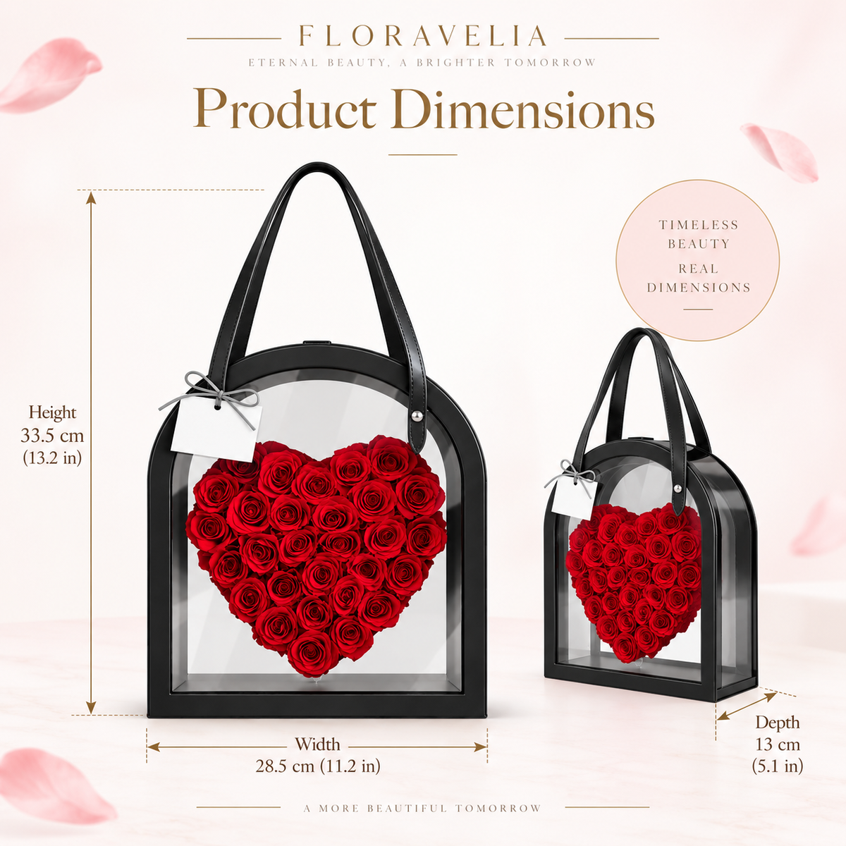 FLORAVELIA Product 10 SKU 01 Black Scarlet - dimensions 28.5 x 13 x 33.5 cm