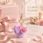 FLORAVELIA Heart Floral Bag Charm — Lavender — gifting scene