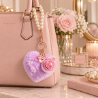 FLORAVELIA Heart Floral Bag Charm — Lavender — lifestyle