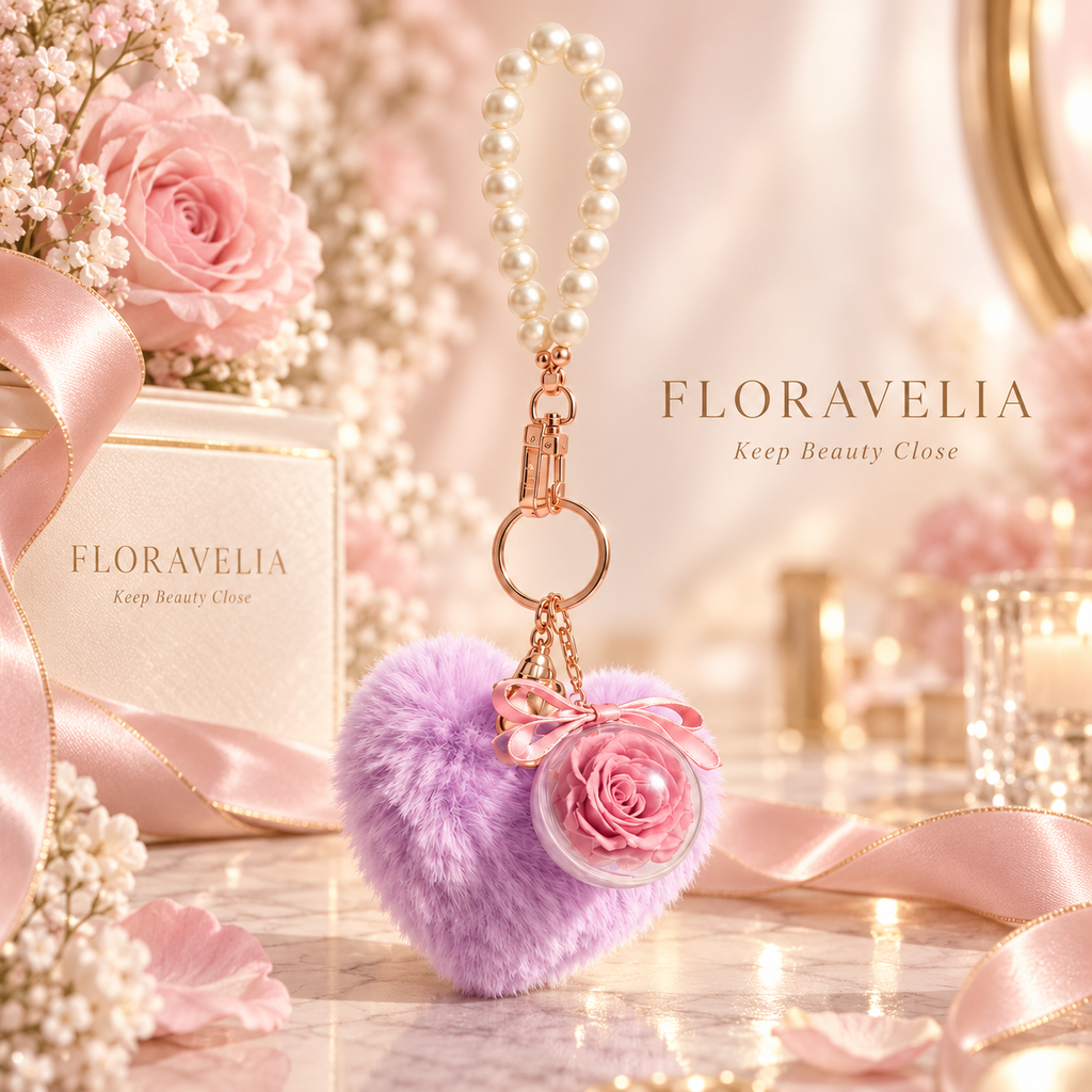 FLORAVELIA Heart Floral Bag Charm — Lavender — brand finale